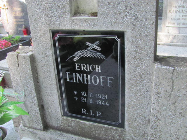 Erich Linhoff 1921 Kędzierzyn - Koźle - Grobonet - Wyszukiwarka osób pochowanych