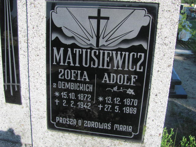 Zofia Matusiewicz 1872 Kędzierzyn - Koźle - Grobonet - Wyszukiwarka osób pochowanych